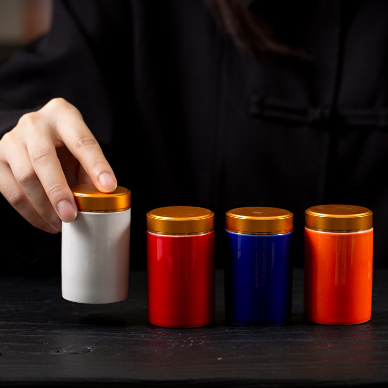 便携迷你茶叶罐小号随身香粉罐药粉黑枸杞包装盒陶瓷小茶罐做logo