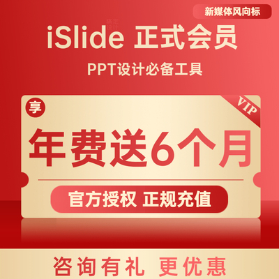 [官方正版]islide会员 PPT插件vip美化模板素材制作兑换码优惠码