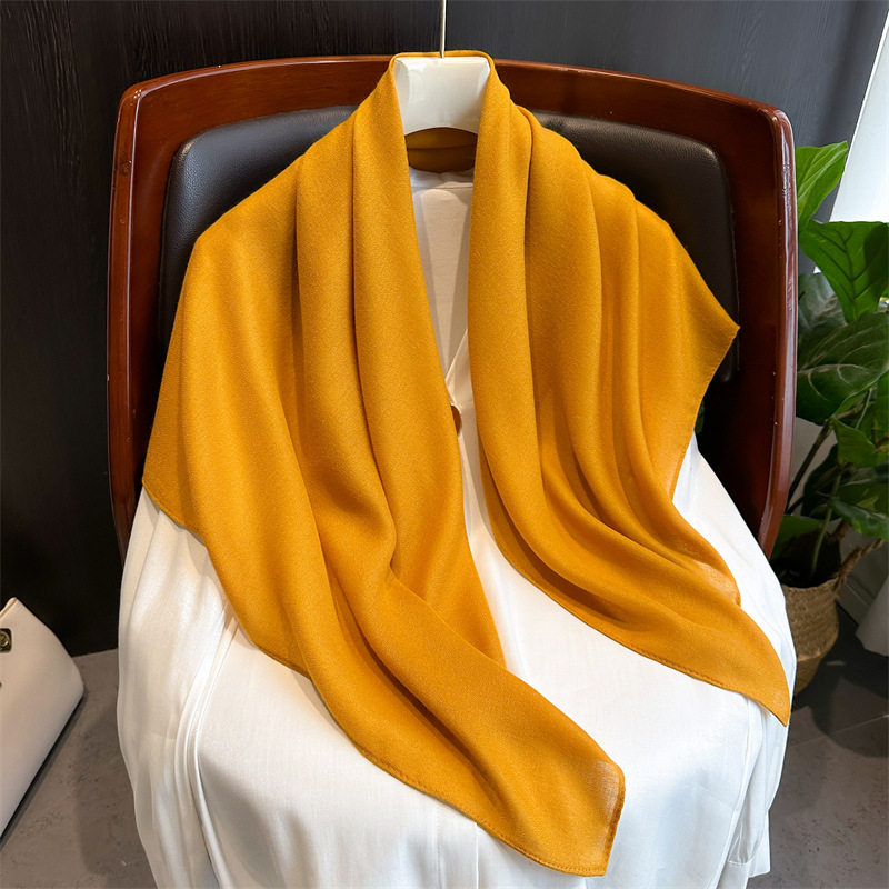 秋冬复古本命年大红纯姜黄色棉麻围巾大尺寸防晒女士披肩方包头巾