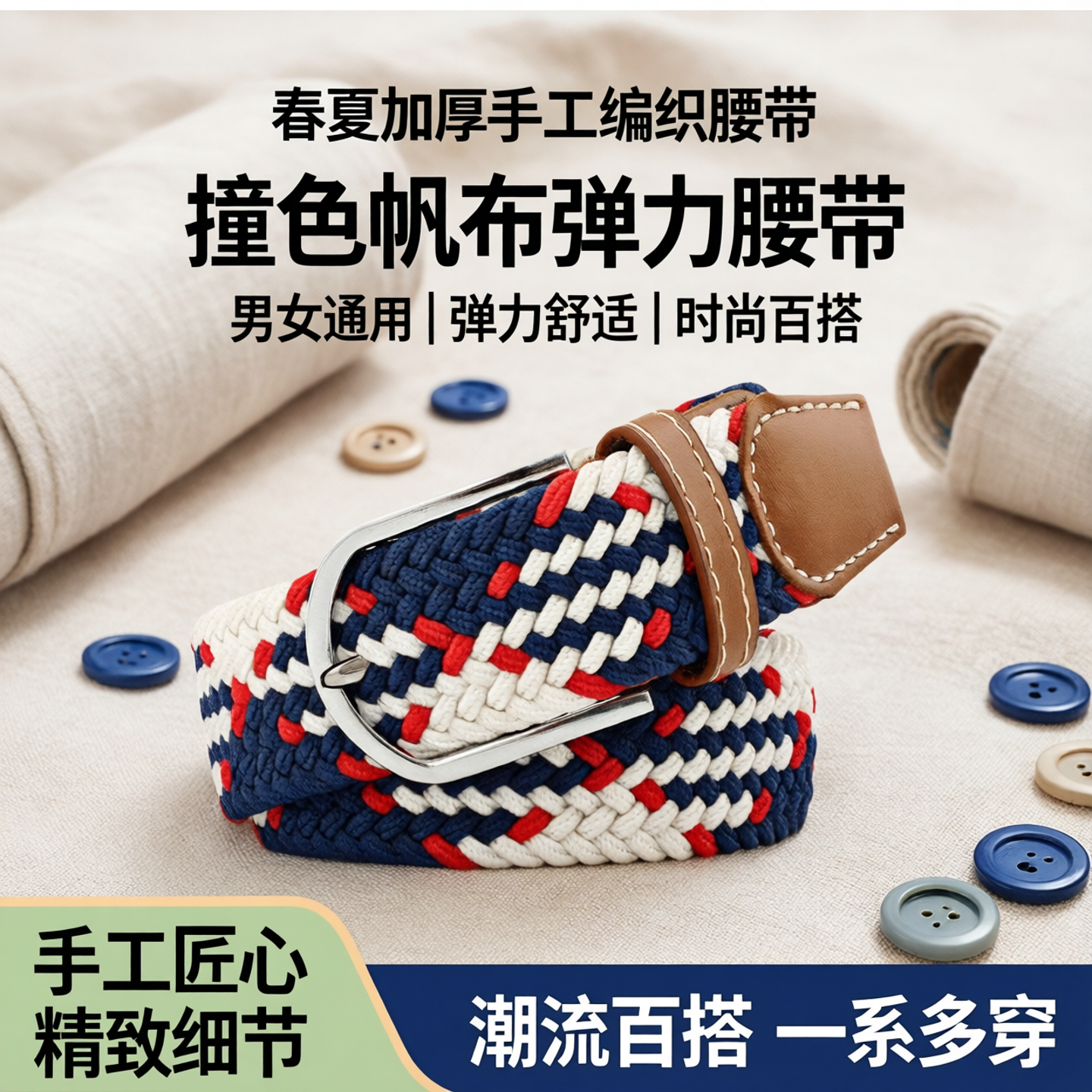 帆布腰带帆布通用编织编织休闲