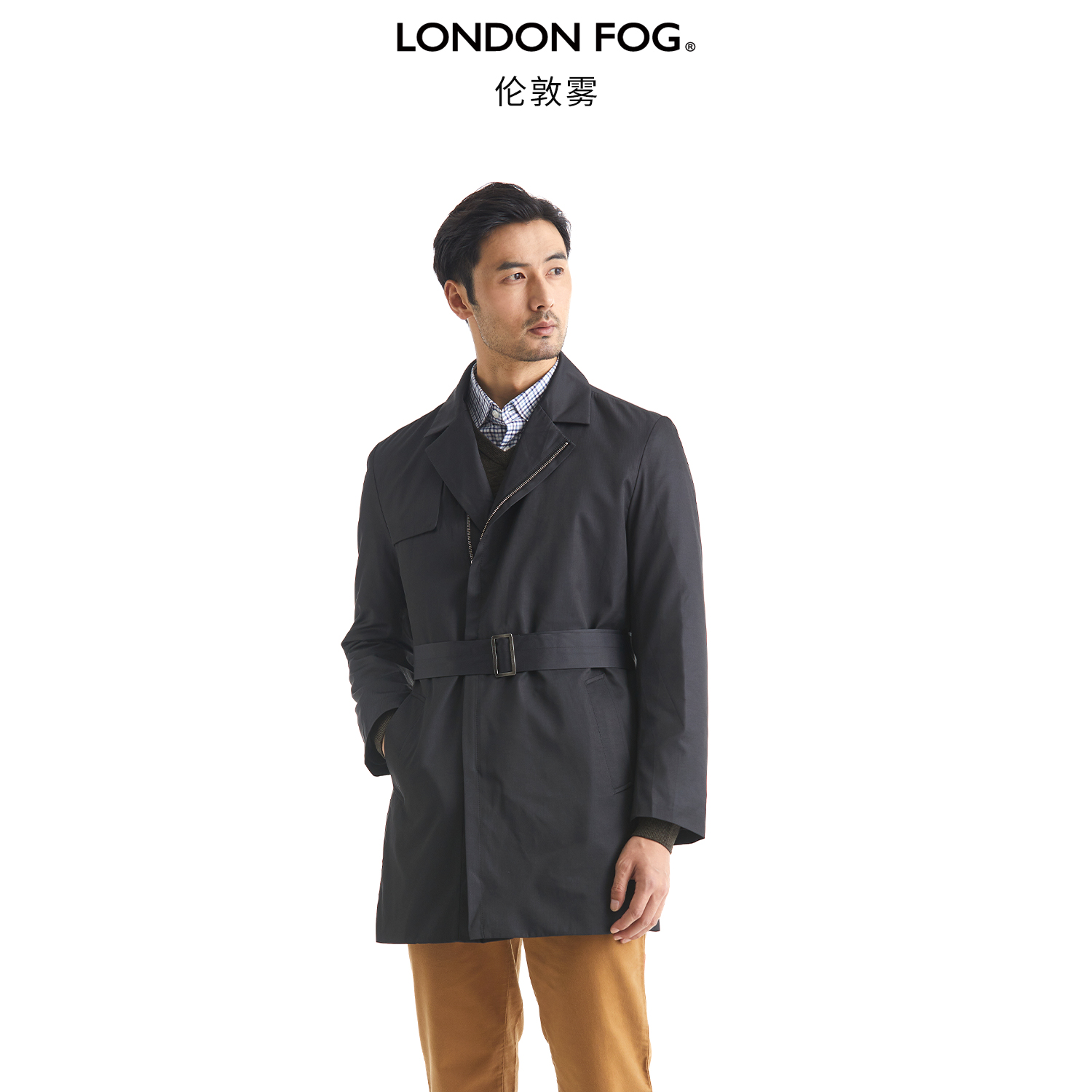 伦敦雾可脱卸胆风衣款单外套