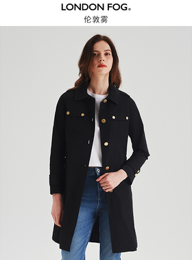 伦敦雾气质黑色小个子风衣外套女中长款收腰秋季新款英伦风上衣女
