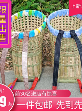 竹编背篓背篼娃娃婴儿童宝宝小孩凉背筐背椅背带椅子夹背儿天然