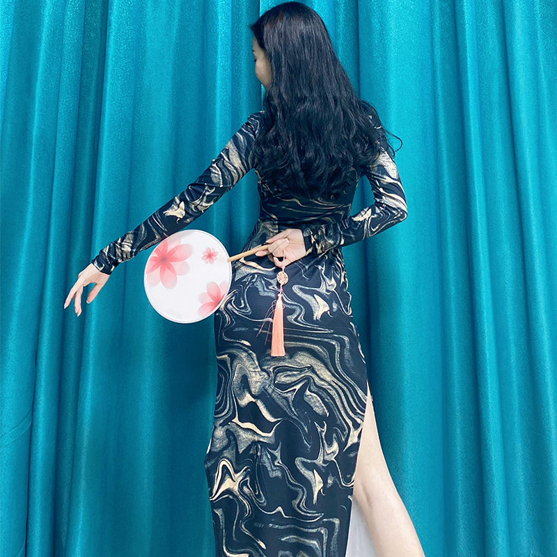 SWEGAL肚皮舞旗袍修身古典秋冬款