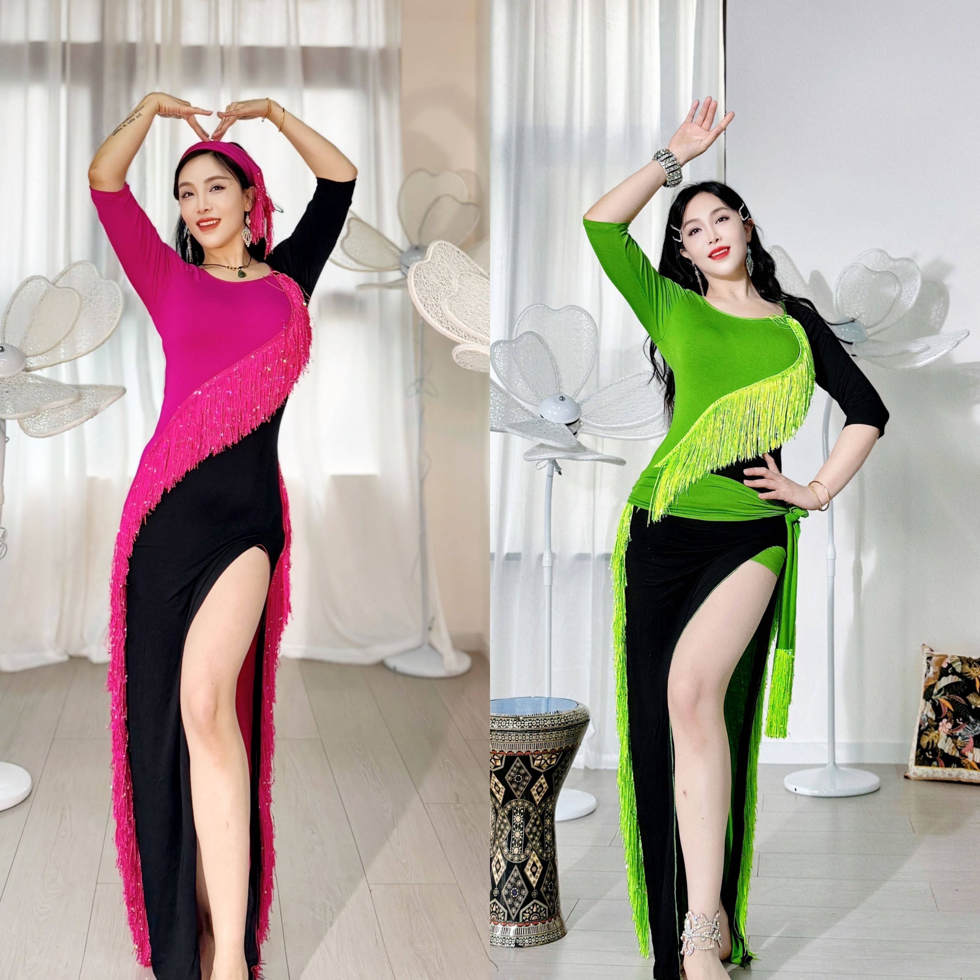 SWEGAL肚皮舞练功服加密亮片流苏拼色baladi袍子民俗手杖shabbi,运动/瑜伽/健身/球迷用品,肚皮舞套装(演出服),淘宝优惠券,粉丝福利购,淘宝优惠卷