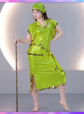 swegal肚皮舞服烫金亮片袍子Saidi藤杖舞民俗baladi短款袍四件套