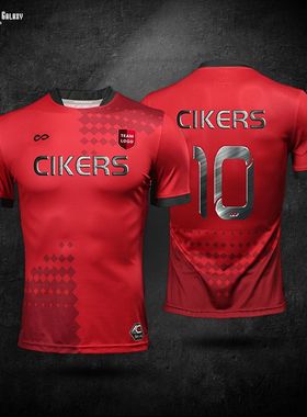 赛客cikers定制足球服GW2017热升华红色球衣队服夏季短袖比赛服