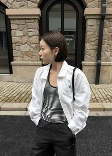 韩系亚麻小马刺绣翻领外套女薄款春夏休闲百搭短款夹克上衣S7991