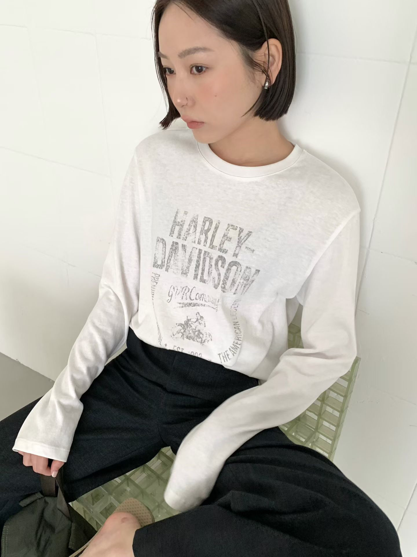 美式复古字母印花长袖T恤女2026春夏新款宽松休闲白t百搭上衣7917