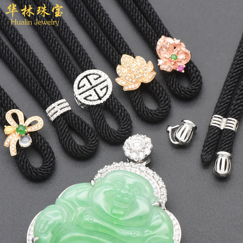 18K金高货绳翡翠吊坠挂绳