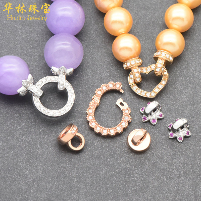 珍珠翡翠18K金珠链连接扣头配件