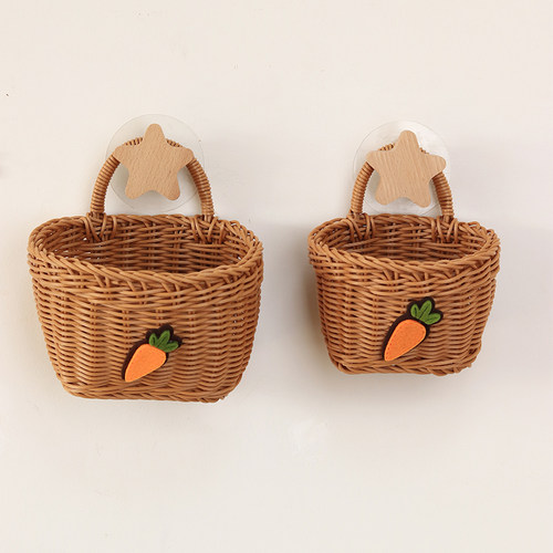 手工编织姜蒜篮墙上置物篮