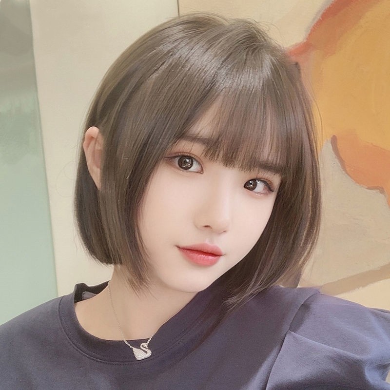 假发女短发波波头假发女全头套自然头发圆脸发型全真发短发套化疗