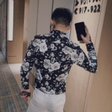 C912#_黑小伙风男士韩版修身社会长袖休闲印花衬衫潮男P58，男装衬衫，电商C309