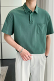 9801#夏新款雅痞polo衫短袖男轻熟高级感纯色半袖翻领T恤潮P58，男装T恤，电商C309