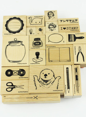 日本KODOMO NO KAO木头印章I LOVE STAMP鱼音符电视机爪子