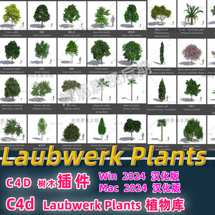 2024专用C4D植物插件 c4d树木园林插件 Laubwerk Plants Kit插件