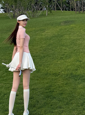 TASHI GOLF时尚修身短袖上衣弹力速干高尔夫服女装弹力开花短裙裤