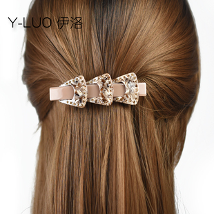 水钻发夹后脑勺弹簧夹子妈妈头饰发卡盘头发的韩国发饰卡子顶夹女