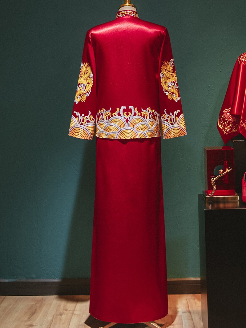 XIUHE COSTUME MENS GROOM CHINESE WEDDING GROOM DRESS 2024 NEW WEDDING DRESS XIUHE DRAGON AND PHOENIX GOWN HIGH-END