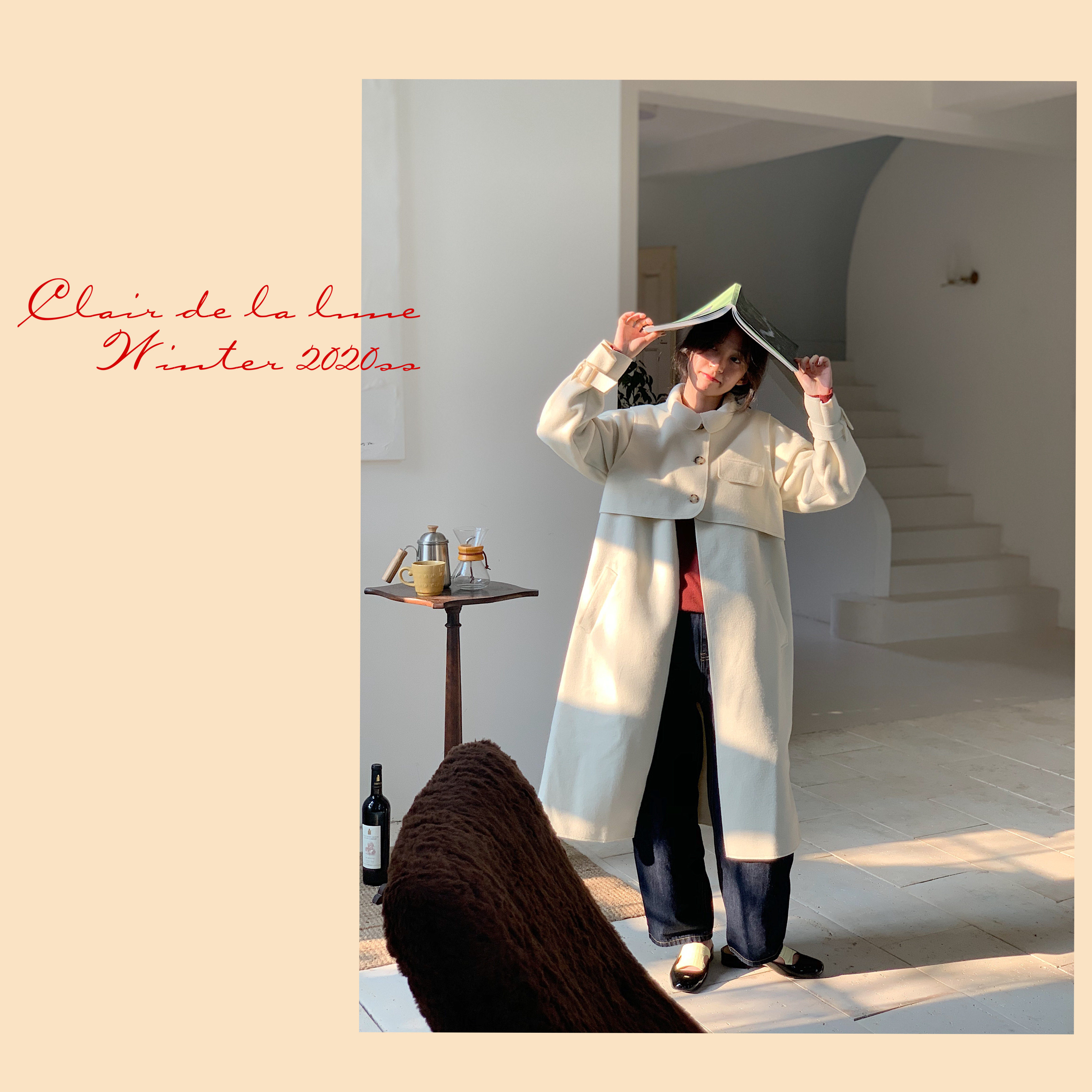 clair de la lune_"布里奶酪"小青果领 多穿法柔软毛呢大衣外套