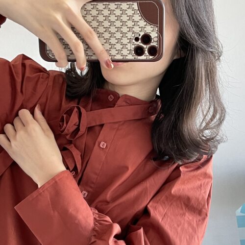 春爆浆覆盆子红立体飘带衬衣
