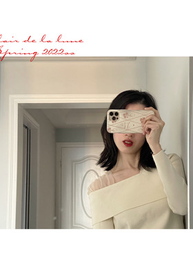 Clair de la lune_22春《丝绒诗集白》小众设计肩部拼纱针织上衣