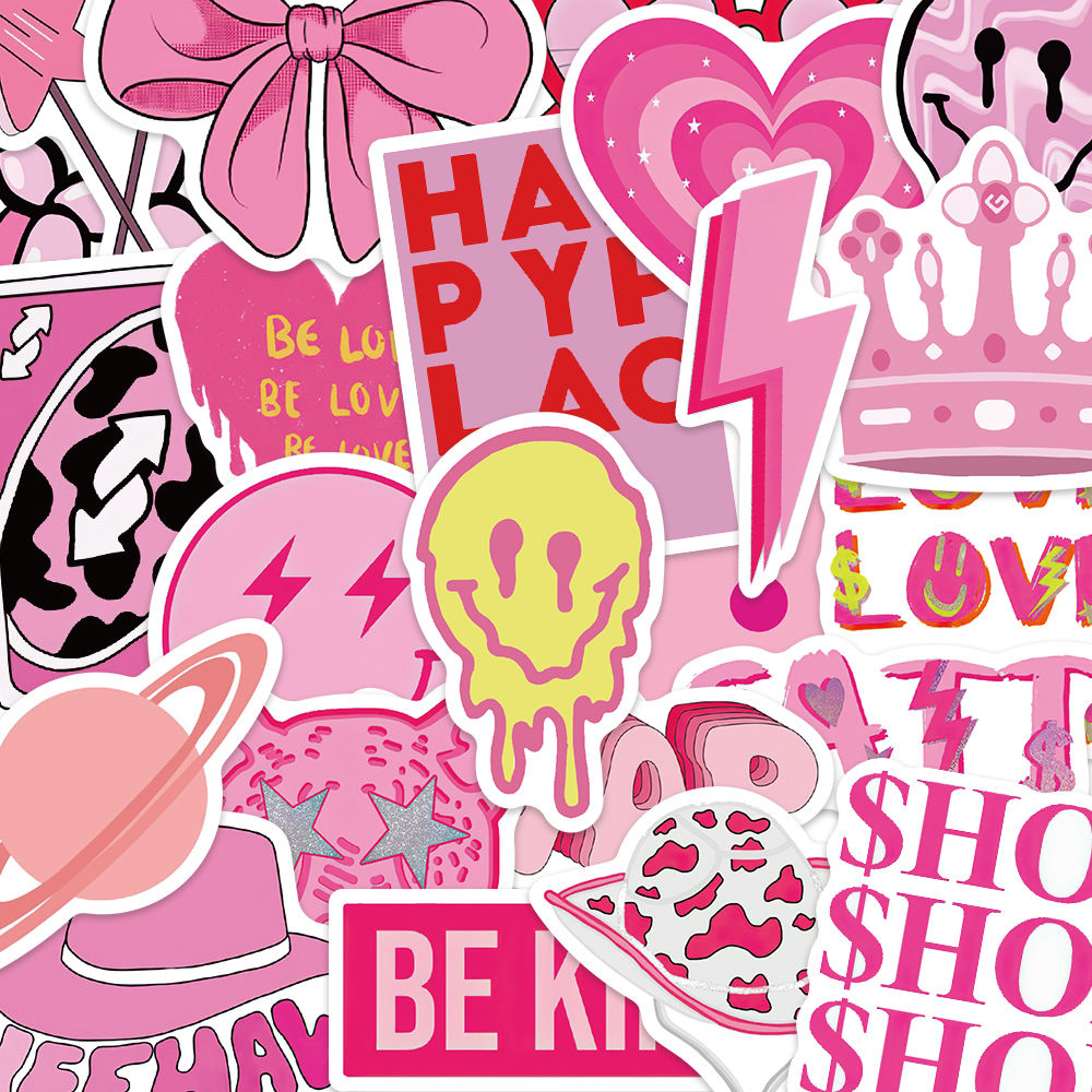 Preppy粉色卡通学院风贴纸少女心