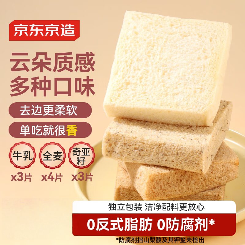 京东京造无边吐司700g厚切全麦面包三明治早餐充饥代餐零食0添加图片