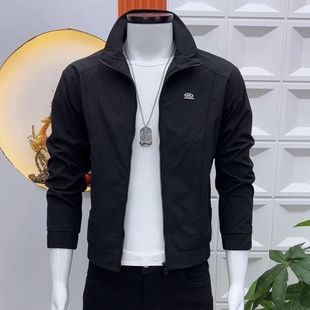 2025新款男士夹克外套春秋时尚韩版修身拼色高级感立领百搭上衣潮
