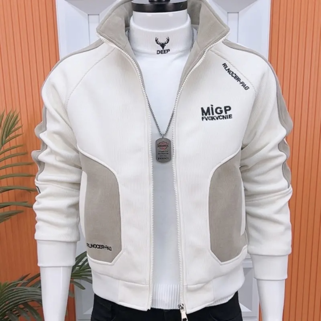 冬季男士立领夹克加绒加厚修身休闲外套保暖百搭潮流夹克外套上新