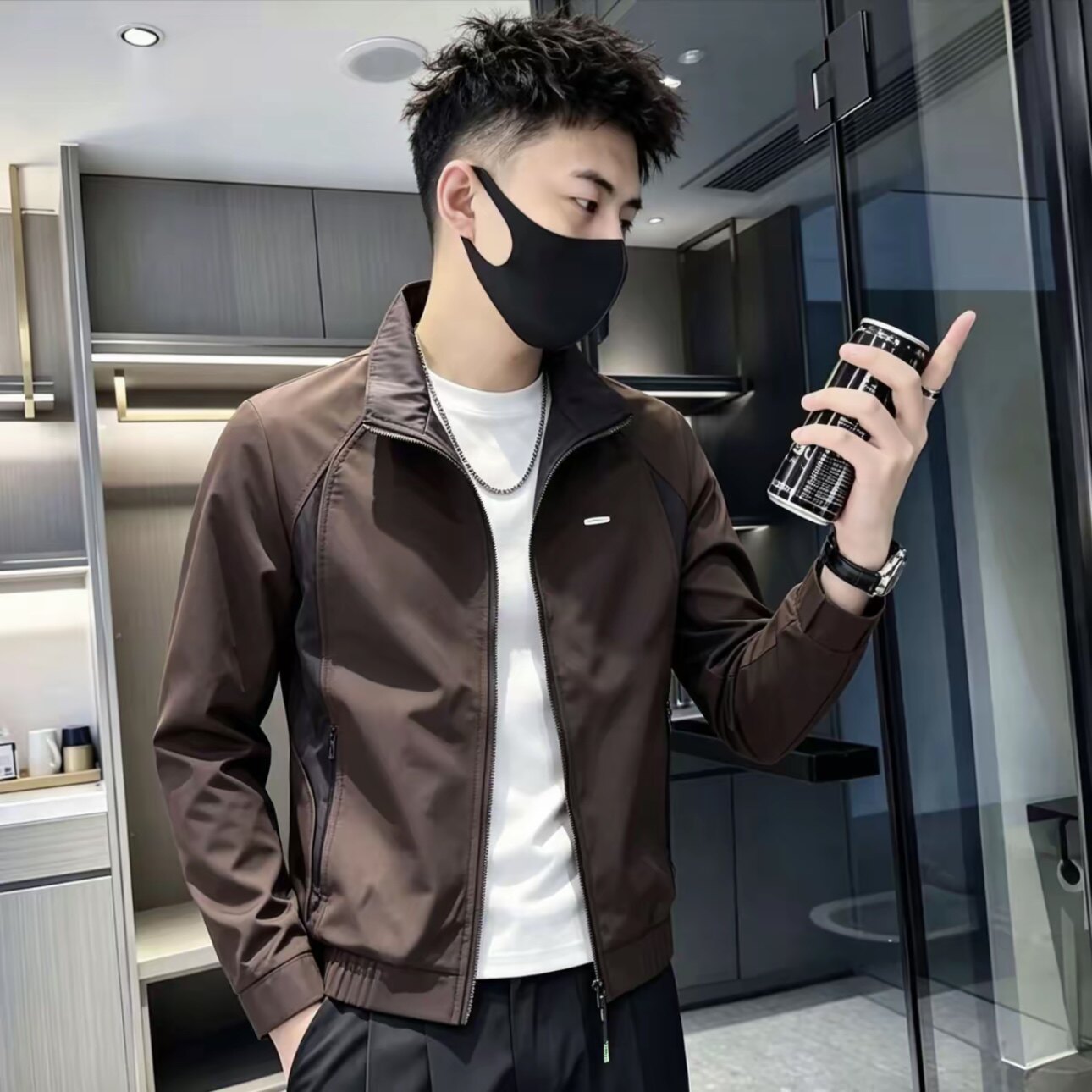 新款气质个性春秋款休闲风男生外套百搭显瘦修身时尚潮流帅气爆款