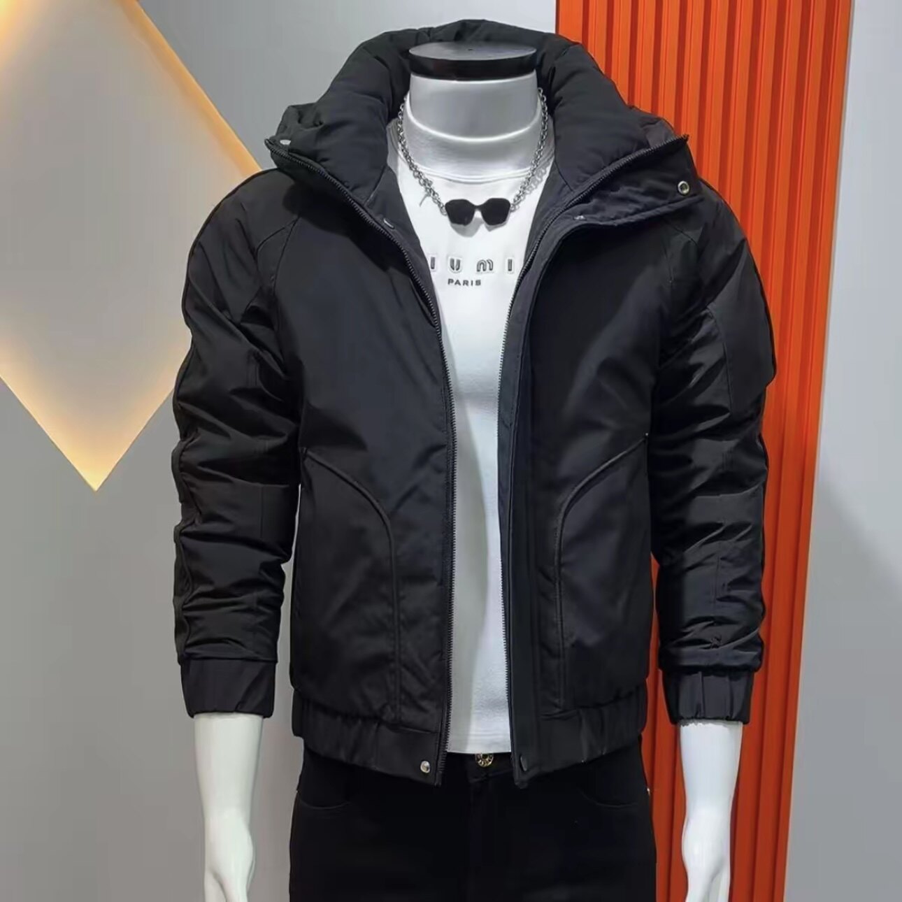 男士连帽修身休闲保暖新款棉服外套气质个性休闲风冬季款时尚加厚