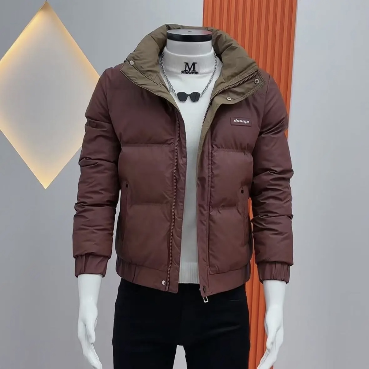 男士时尚棉衣冬季韩版修身加厚保暖时尚潮流棉服外套气质棉服外套