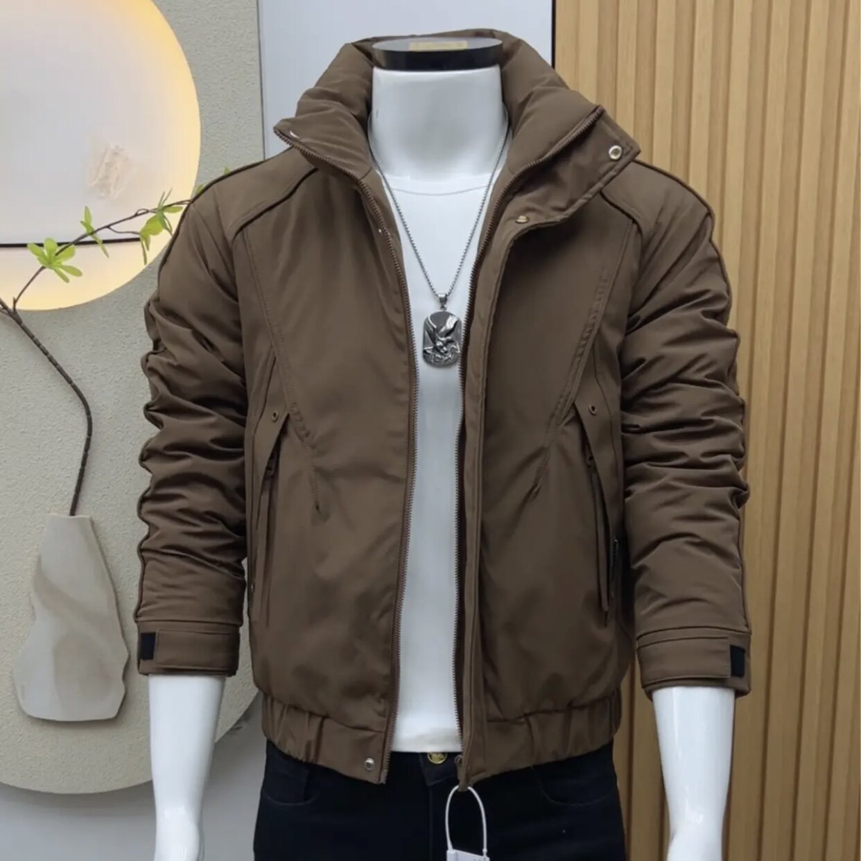 2025新款男士棉服外套秋冬时尚韩版修身拼色高级感立领百搭上衣潮