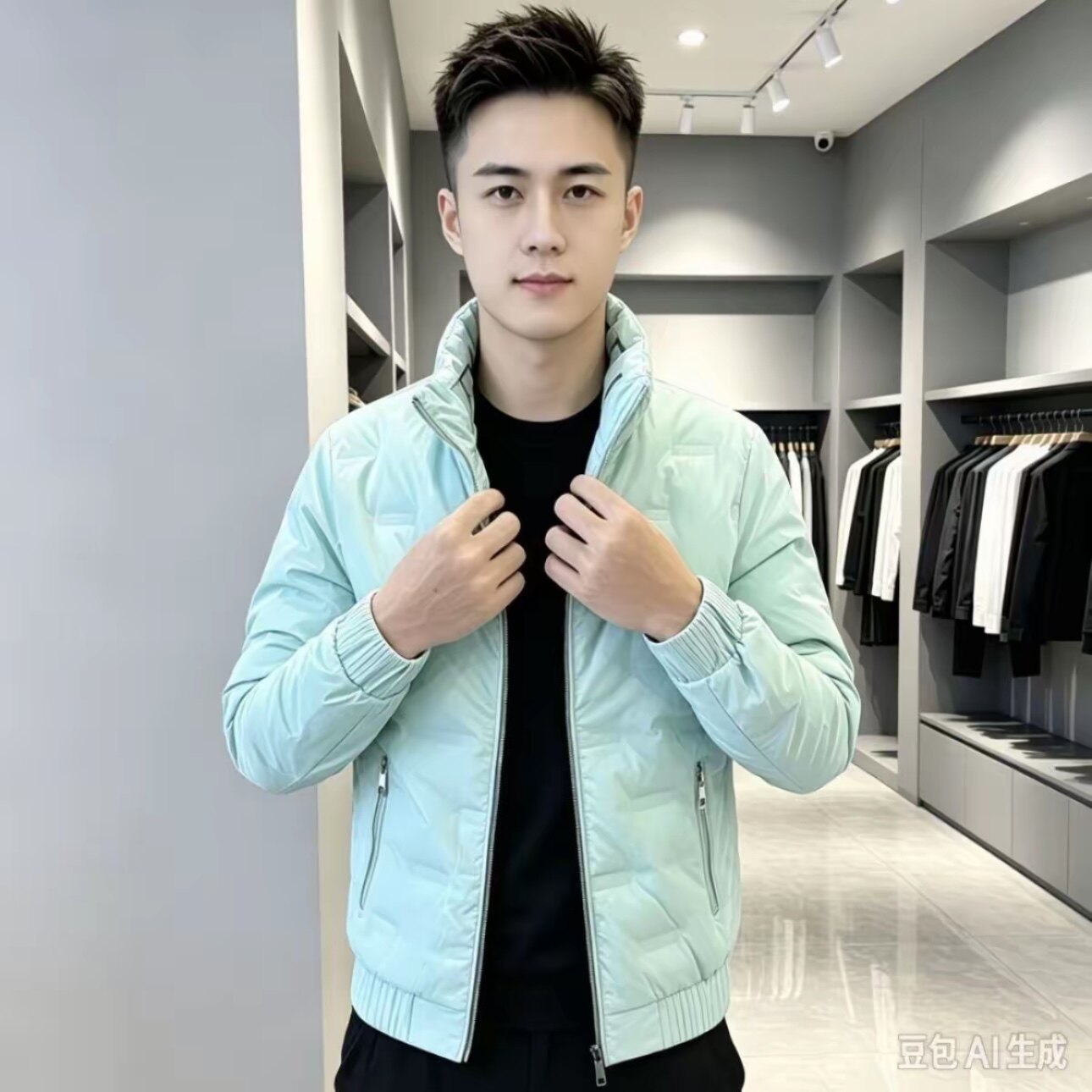 男士立领修身休闲保暖新款棉服外套气质个性休闲风冬季款加绒加厚