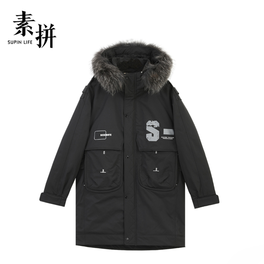 素拼青春流行连帽中长