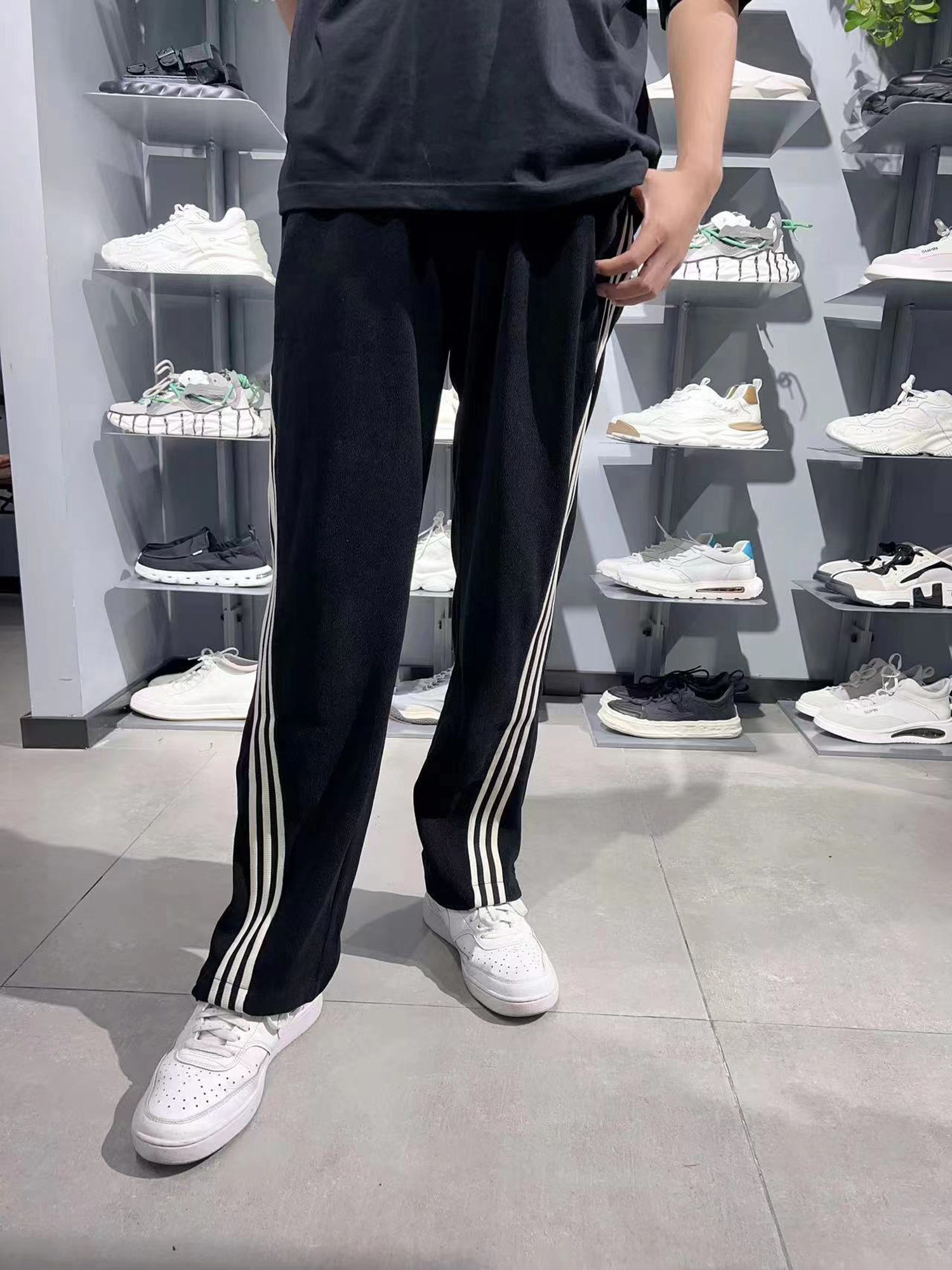 素拼长裤休闲裤青春流行裤脚拉链