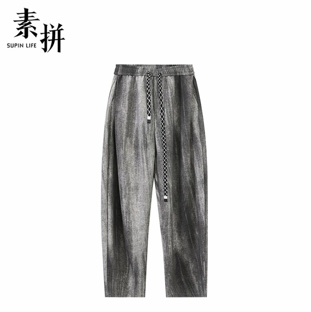 素拼男装秋季新款休闲裤长裤宽松松弛感质感直筒SPBZK459336AM1图片