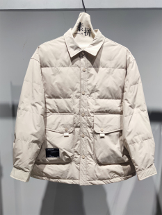 冬季 式 新款 休闲衬衫 保暖外套 羽绒服男潮鹅绒简版 素拼男装