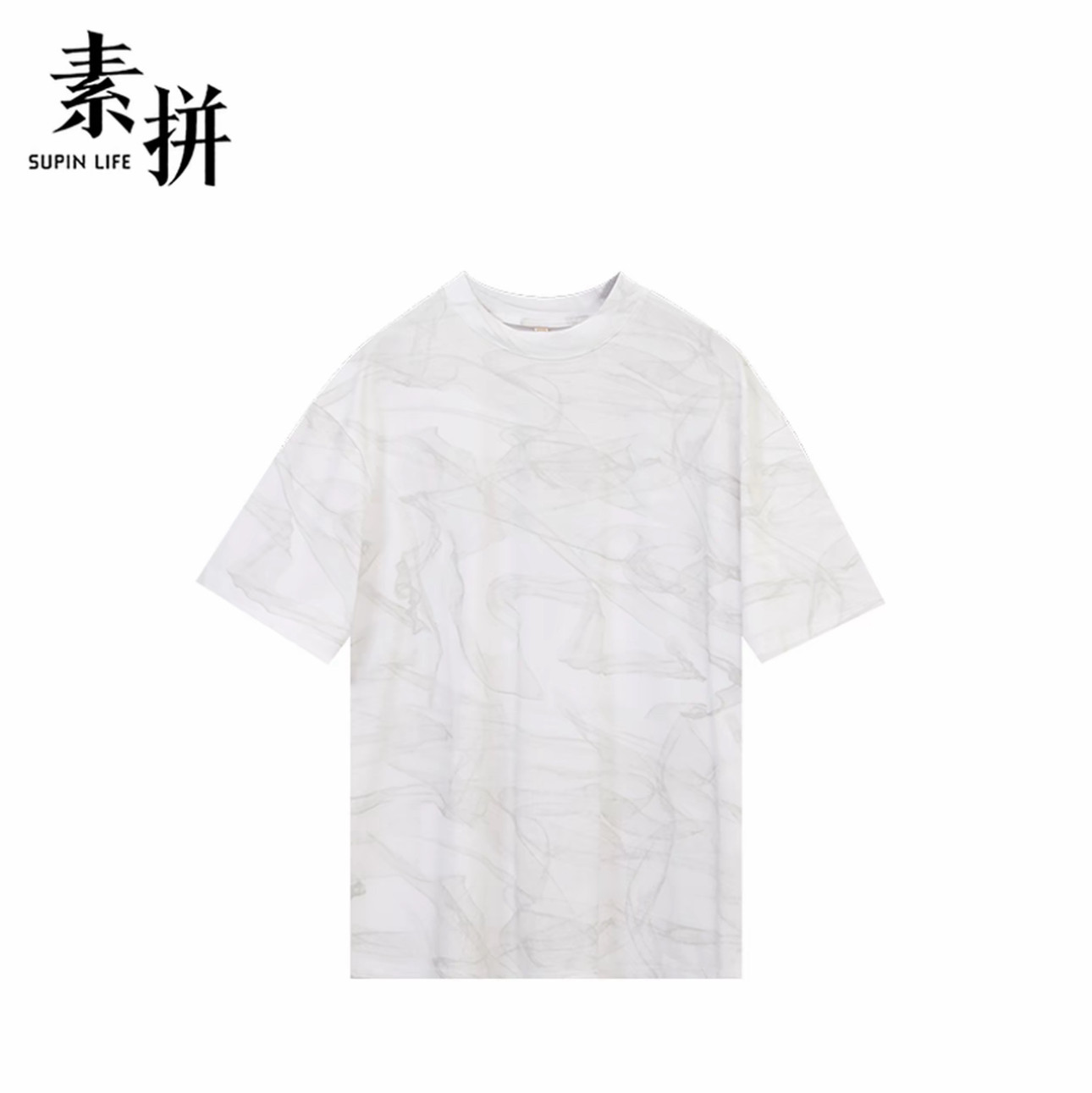素拼男装夏季新款T恤短袖休闲风纯棉回纹宽松型高端SPADT423056AM