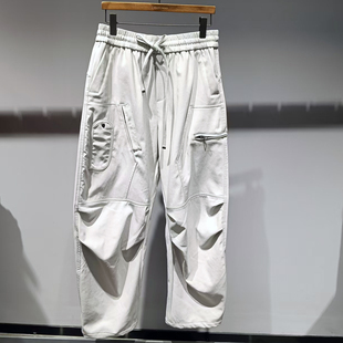 素拼男装2025冬季新款加绒工装弯刀裤休闲裤宽松SPBXK557147AM-BM