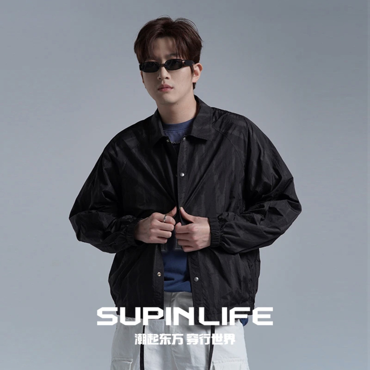 素拼男装夏季新款外套防晒速干翻领高级设计感户外夹克外衣