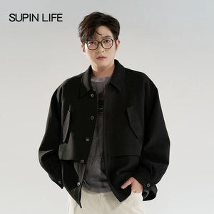 素拼男装D春季新款夹克简约纯色高街设计感宽松百搭外套外衣