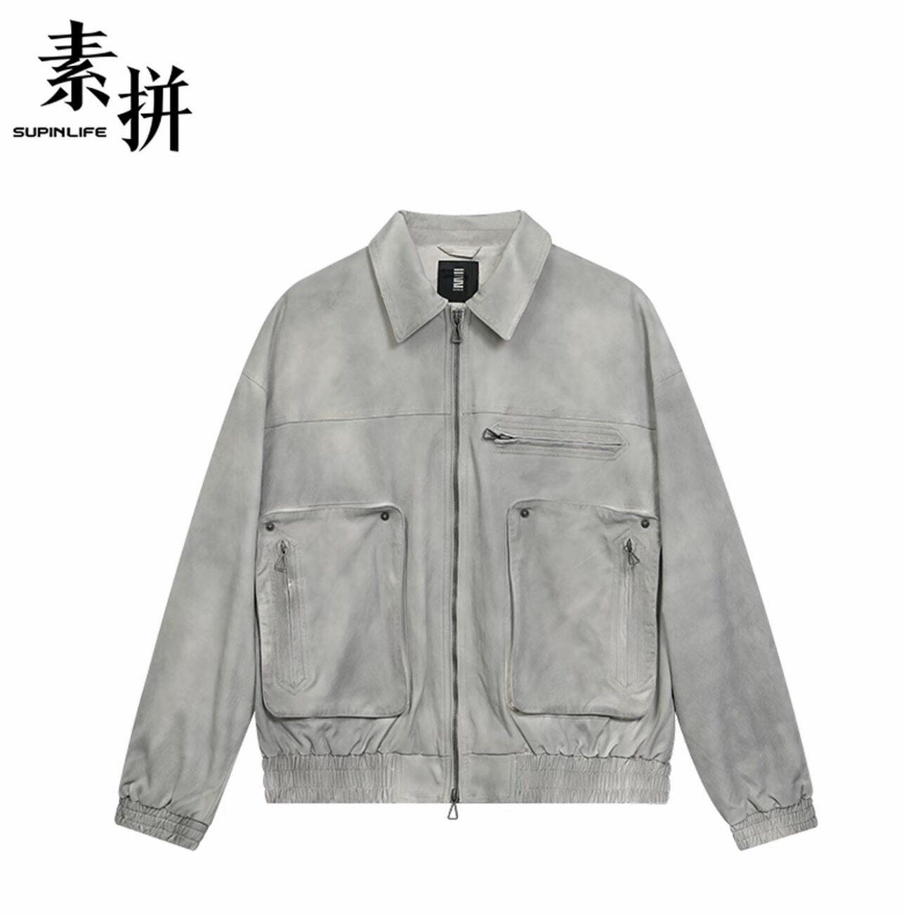 素拼男装秋季新款外衣外套夹克长袖翻领拉链宽松型SPAWT535016AM