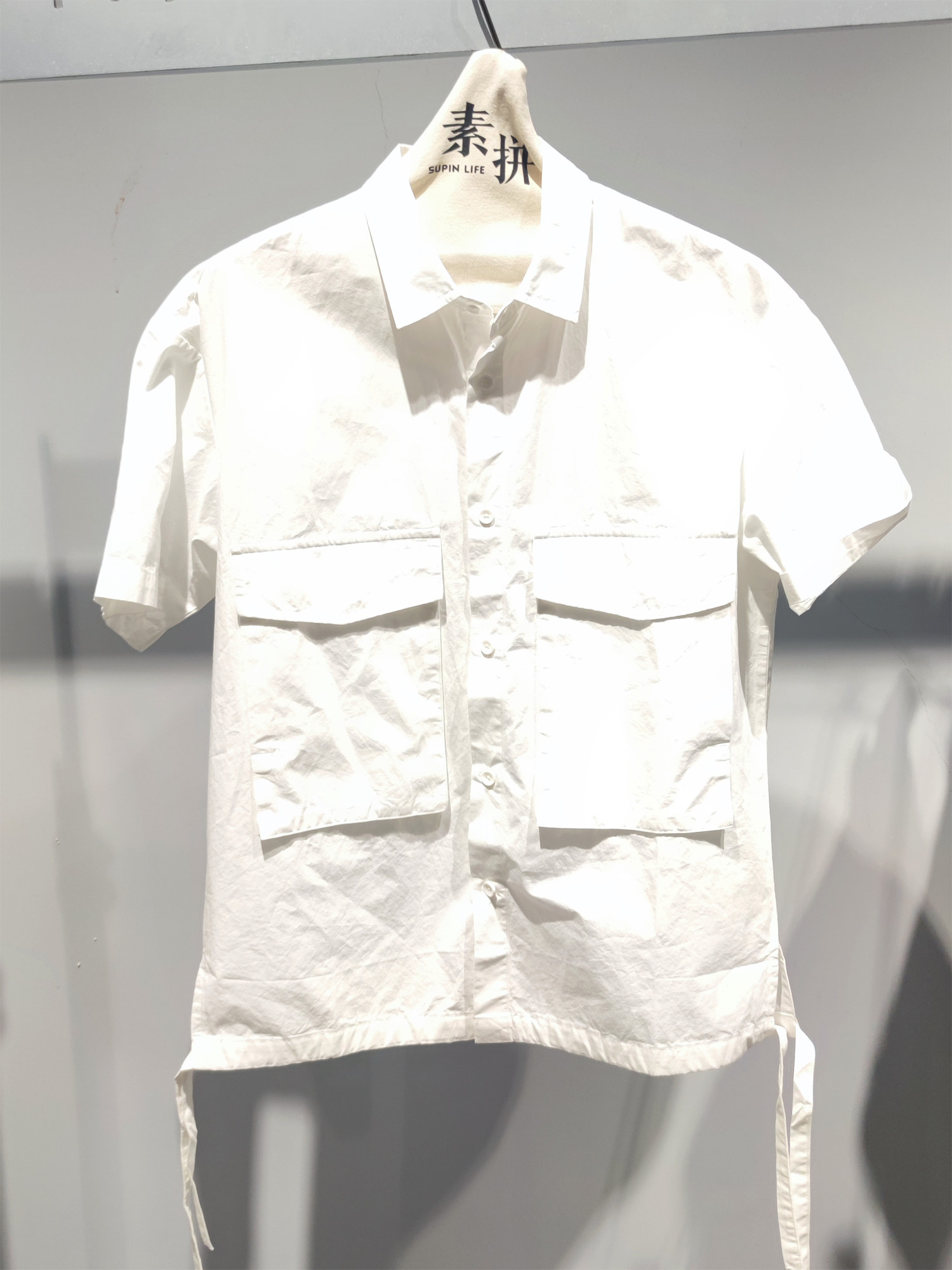 素拼男装尖领短袖青春流行
