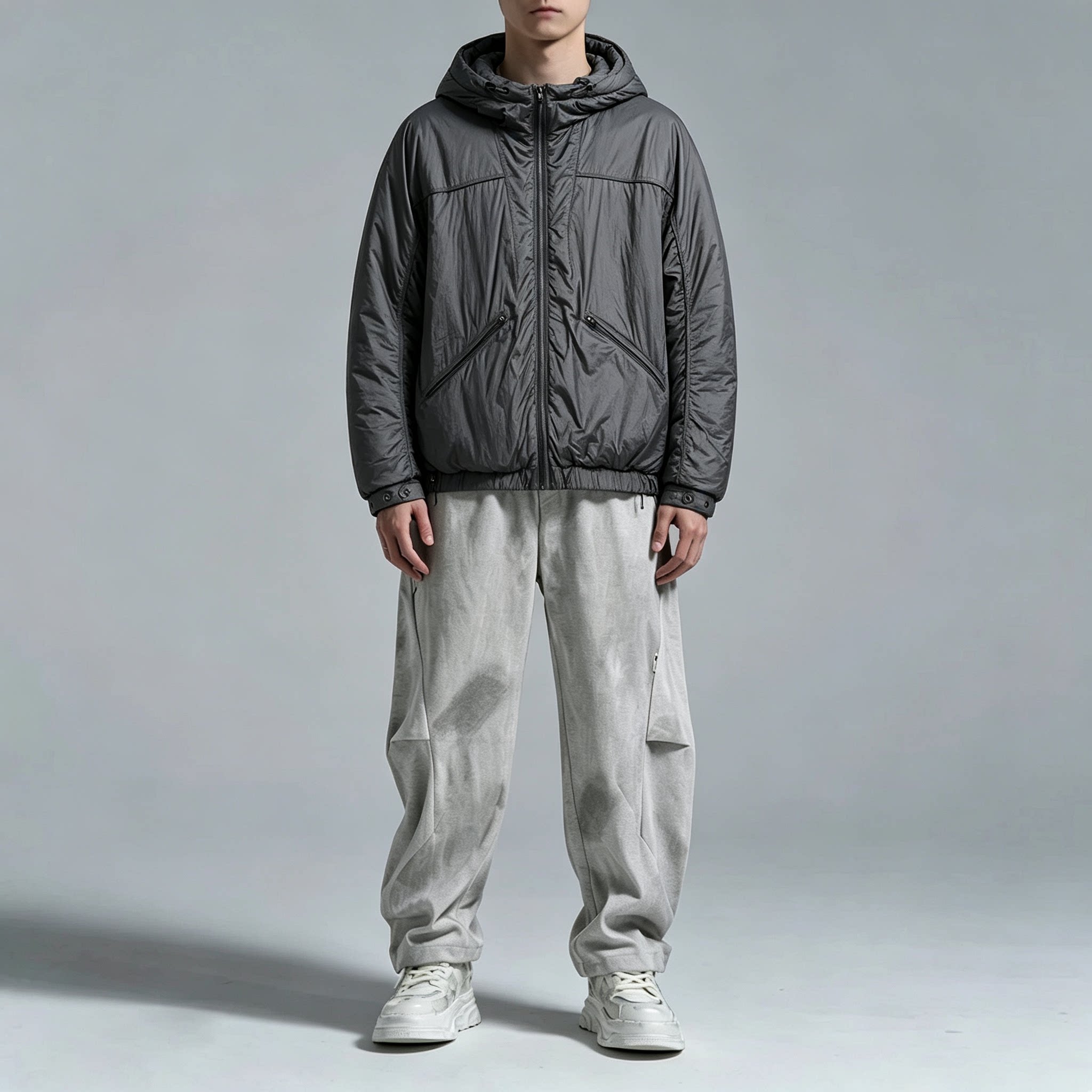 素拼男装冬季新款棉服连帽中性风户外宽松型拉链加厚时尚百搭棉衣