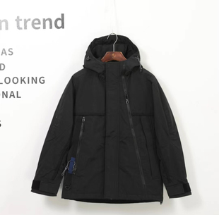 素拼男装冬季新款羽绒服男潮鸭绒高级设计感连帽保暖外套