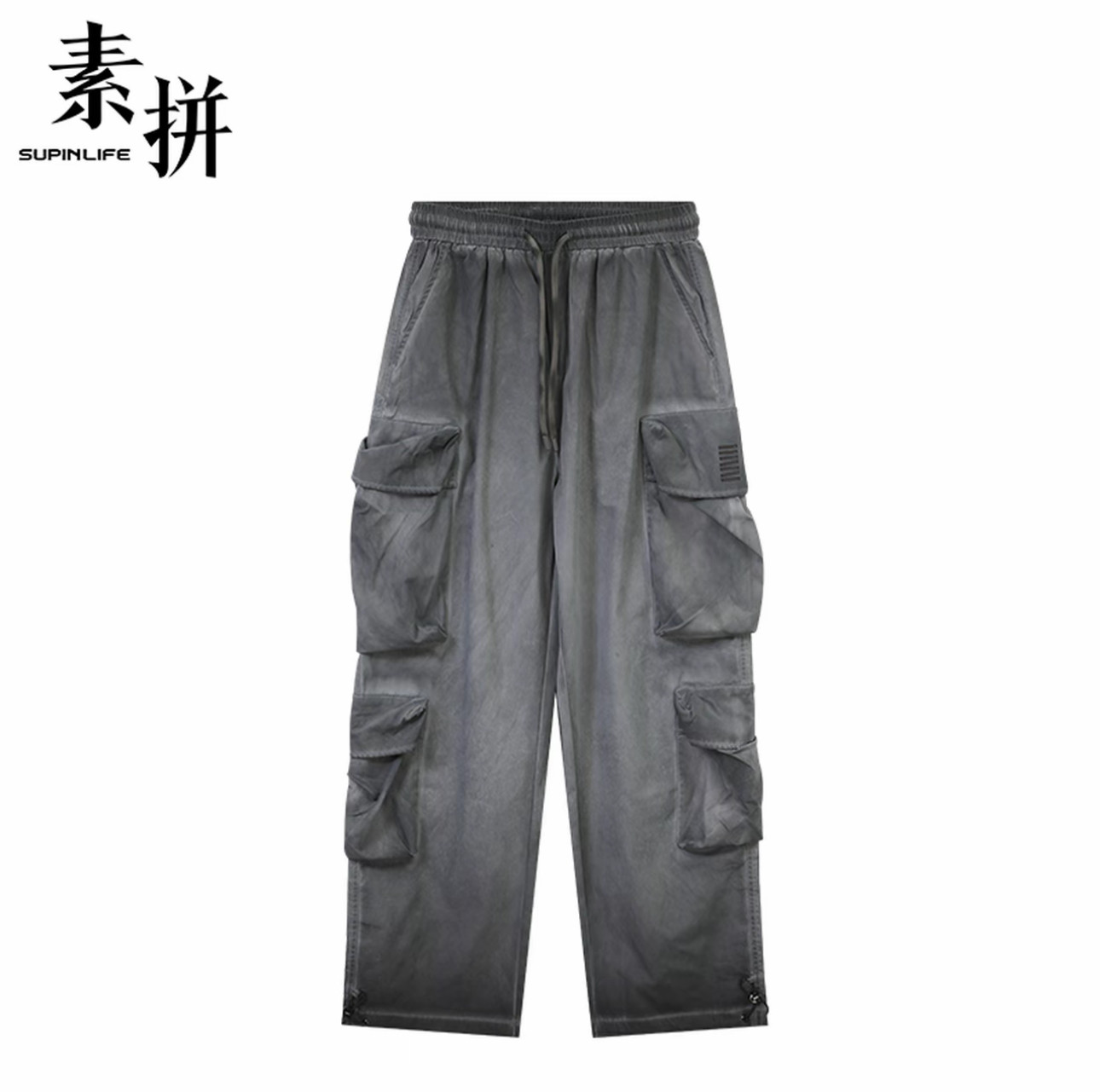 素拼男装夏季新款休闲裤多口袋宽松工装裤松紧潮流SPBXK523055AM