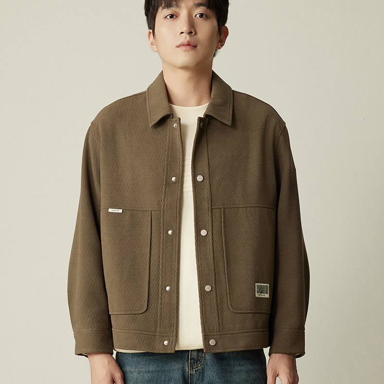 素拼男装春秋季新款纯色百搭夹克设计感通勤高级质感外衣外套,男装,夹克,淘宝优惠券,粉丝福利购,淘宝优惠卷